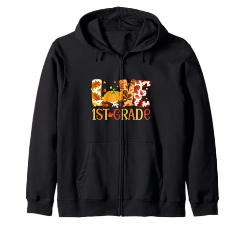 Liebe Erste Klasse Fröhliches Herbst-Erntedankfest für Frauen, 1. Lehrerin Kapuzenjacke Liebe Erste Klasse Fröhliches Herbst-Erntedankfest für Frauen, 1. Lehrerin Kapuzenjacke von Love First Grade Fall Thanksgiving 1st Teacher