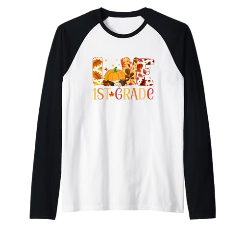 Liebe Erste Klasse Fröhliches Herbst-Erntedankfest für Frauen, 1. Lehrerin Raglan Liebe Erste Klasse Fröhliches Herbst-Erntedankfest für Frauen, 1. Lehrerin Raglan von Love First Grade Fall Thanksgiving 1st Teacher