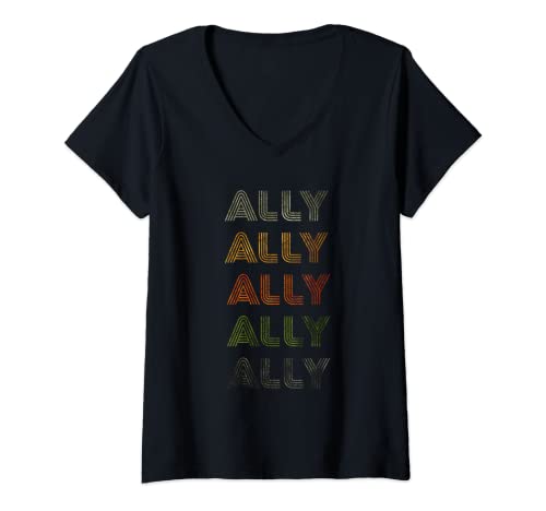 Damen Love Heart Ally T-Shirt Grunge/Vintage-Stil Black Ally T-Shirt mit V-Ausschnitt Damen Love Heart Ally T-Shirt Grunge/Vintage-Stil Black Ally T-Shirt mit V-Ausschnitt von Love Heart Ally Nametag