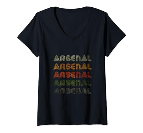 Damen Love Heart Arsenal T-Shirt, Grunge, Vintage-Stil, Schwarz, Arsenal T-Shirt mit V-Ausschnitt von Love Heart Arsenal Nametag