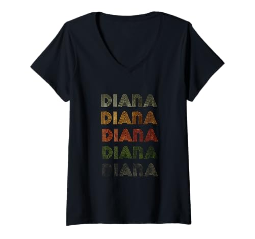 Damen Love Heart Diana T-Shirt im Grunge/Vintage-Stil, Schwarz, Diana T-Shirt mit V-Ausschnitt Damen Love Heart Diana T-Shirt im Grunge/Vintage-Stil, Schwarz, Diana T-Shirt mit V-Ausschnitt von Love Heart Diana Nametag