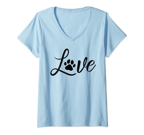 Damen Love Hund Liebe Hundepfote Hundeliebe Fellnase Pfote T-Shirt mit V-Ausschnitt Damen Love Hund Liebe Hundepfote Hundeliebe Fellnase Pfote T-Shirt mit V-Ausschnitt von Love Hund Liebe Hundepfote Hundeliebe Fellnase