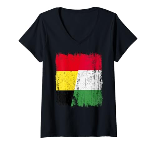 Damen Belgien Italien Halbe Flagge Stolz Belgien Italien Stolz T-Shirt mit V-Ausschnitt von Love Italia Italy Flag Designs Proud Italian Roots