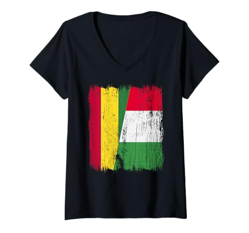 Damen Bolivien Italien halbe Flagge Stolz Bolivian Italien Stolz T-Shirt mit V-Ausschnitt von Love Italia Italy Flag Designs Proud Italian Roots