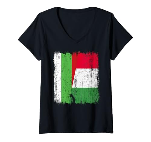 Damen Bulgarien Italien halbe Flagge Stolz Bulgarian Italian Pride T-Shirt mit V-Ausschnitt von Love Italia Italy Flag Designs Proud Italian Roots