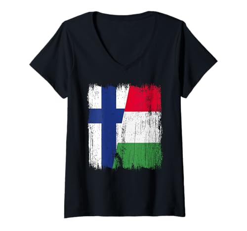 Damen Finnland Italien halbe Flagge Stolzer Finish Italian Pride T-Shirt mit V-Ausschnitt Damen Finnland Italien halbe Flagge Stolzer Finish Italian Pride T-Shirt mit V-Ausschnitt von Love Italia Italy Flag Designs Proud Italian Roots