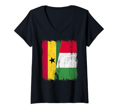 Damen Ghana Italien Halbflagge Stolz Ghanaisch Italien Stolz T-Shirt mit V-Ausschnitt von Love Italia Italy Flag Designs Proud Italian Roots