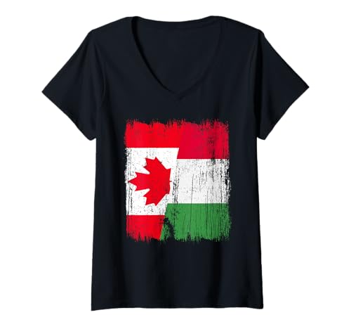 Damen Kanada Italien halbe Flagge Stolz Kanada Italien Stolz T-Shirt mit V-Ausschnitt Damen Kanada Italien halbe Flagge Stolz Kanada Italien Stolz T-Shirt mit V-Ausschnitt von Love Italia Italy Flag Designs Proud Italian Roots