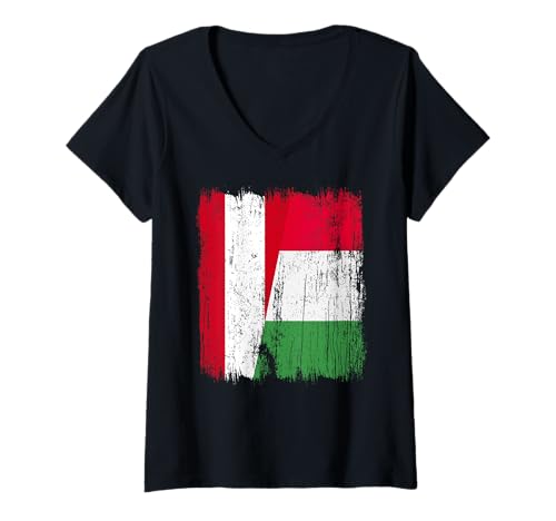 Damen Österreich Italien Halbflagge Stolz Österreich Italien Stolz T-Shirt mit V-Ausschnitt Damen Österreich Italien Halbflagge Stolz Österreich Italien Stolz T-Shirt mit V-Ausschnitt von Love Italia Italy Flag Designs Proud Italian Roots