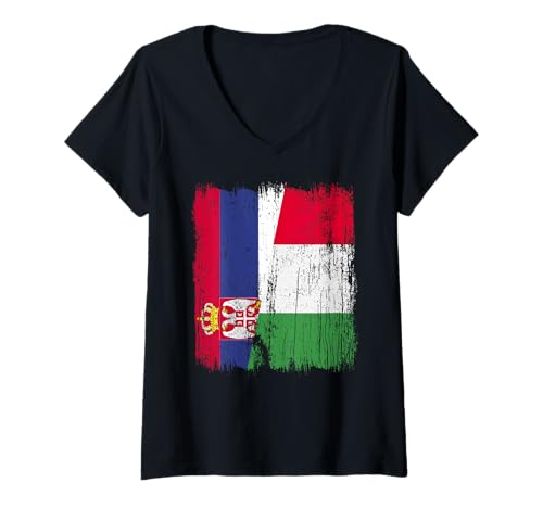 Damen Serbien Italien halbe Flagge Stolz Serbisch Italien Stolz T-Shirt mit V-Ausschnitt Damen Serbien Italien halbe Flagge Stolz Serbisch Italien Stolz T-Shirt mit V-Ausschnitt von Love Italia Italy Flag Designs Proud Italian Roots