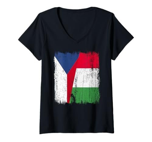 Damen Tschechische Republik Italien halbe Flagge Stolz Tschechien Italien Stolz T-Shirt mit V-Ausschnitt Damen Tschechische Republik Italien halbe Flagge Stolz Tschechien Italien Stolz T-Shirt mit V-Ausschnitt von Love Italia Italy Flag Designs Proud Italian Roots