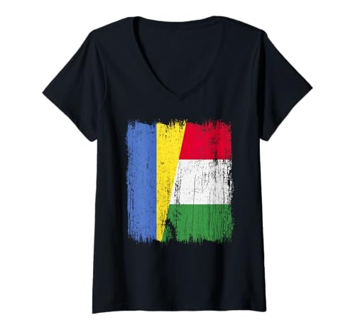 Damen Ukraine Italien halbe Flagge Stolz Ukrainisch Italien Stolz T-Shirt mit V-Ausschnitt Damen Ukraine Italien halbe Flagge Stolz Ukrainisch Italien Stolz T-Shirt mit V-Ausschnitt von Love Italia Italy Flag Designs Proud Italian Roots