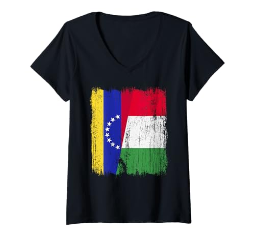 Damen Venezuela Italien halbe Flagge Stolz Venezuelan Italien Stolz T-Shirt mit V-Ausschnitt Damen Venezuela Italien halbe Flagge Stolz Venezuelan Italien Stolz T-Shirt mit V-Ausschnitt von Love Italia Italy Flag Designs Proud Italian Roots