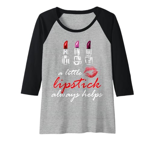 Damen Damen Red Lipstick T-Shirt Raglan von Love Lipstick Shirt