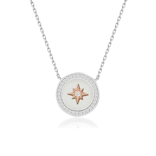 Love Me Chief Silberkette Für Damen 925 mit Anhänger |Halskette aus Silber und Zirkoniumsteinen mit Nordsternsymbol|Silber Kette für Damen|Rosegold Plated Kette Schmuck Geschenk,(C-001-4) von Love Me