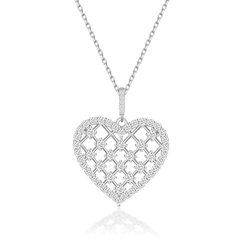 Love Me Chief Silber Herz Kette Für Damen 925 mit Anhänger | Silberkette, Herzkette für Damen | Halskette Schmuck Geschenk für Frauen, Hochzeit, Mutter, Freundin,(C-014-8) von Love Me