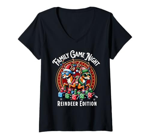 Damen Family Game Night Rentier Edition Funny Christmas Matching T-Shirt mit V-Ausschnitt Damen Family Game Night Rentier Edition Funny Christmas Matching T-Shirt mit V-Ausschnitt von Love Milestones Collective