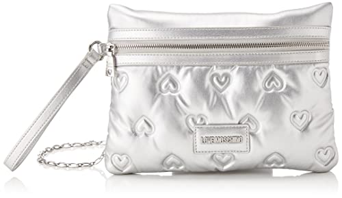 Love Moschino Damen PU-Tasche mit Embossed Schultertasche, Silber/schwarz, Einheitsgröße von Love Moschino