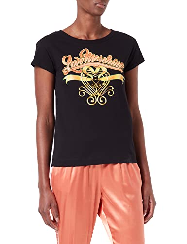 Love Moschino Damen Boxy Fit T-shirt in katoenen jersey T Shirt, Schwarz, 44 EU von Love Moschino