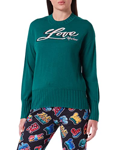 Love Moschino Damen Comfort Fit Long-sleeved pullover, Grün, 46 EU von Love Moschino