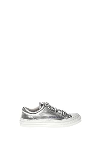 Love Moschino Damen Ja15764g0fif090235 Sneaker, Silber/schwarz, 35 EU von Love Moschino