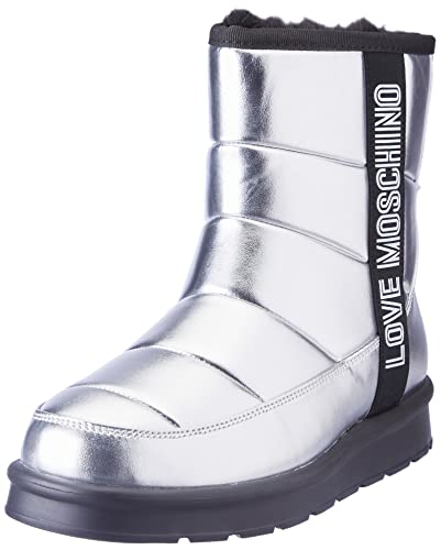 Love Moschino Damen Ja24103h1fjzg Stiefelette, Silber/schwarz, 40 EU von Love Moschino