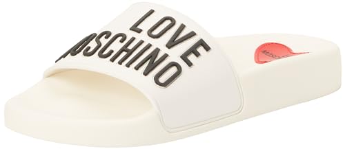 Love Moschino Damen Ja28052g0i SABOTD.POOL25 PVC WEISS/SCHWARZ, Weiß, 39 EU von Love Moschino