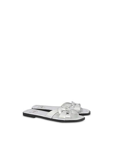 Love Moschino Damen Ja28092g1mif0902 Schiebe-Sandalen, Silber/schwarz, 40 EU von Love Moschino