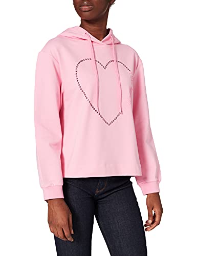 Love Moschino Damen Long Sleeved with Adjustable Drawstring Hood,Ribbed Cuffs and Stitching Along The Bottom Sweatshirt, PINK, 48 von Love Moschino