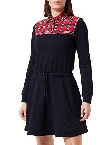 Love Moschino Damen Long Sleeves in 100% Cotton Fleece With Drawstring At The Waist And Round Skirt Dress, Red Green, 44 EU von Love Moschino