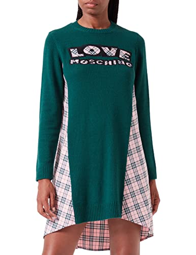 Love Moschino Damen Long-sleeved Dress, Greeen Pink, 40 EU von Love Moschino