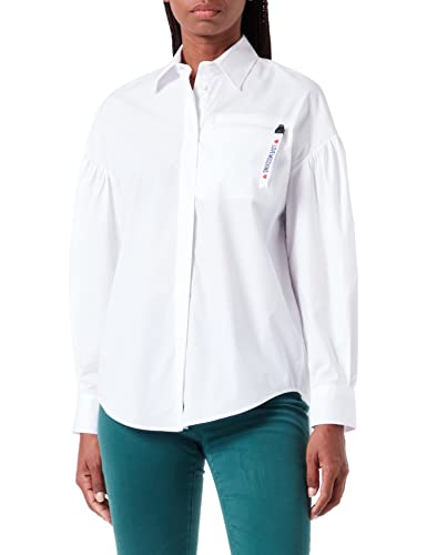 Love Moschino Damen Loose Fit Long Sleeves With Zipped Pocket Shirt, Optical White, 42 EU von Love Moschino