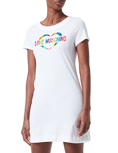 Love Moschino Damen Love Moschino Heart Multicolour Foil Print. Kleid, Optical White, 44 EU von Love Moschino