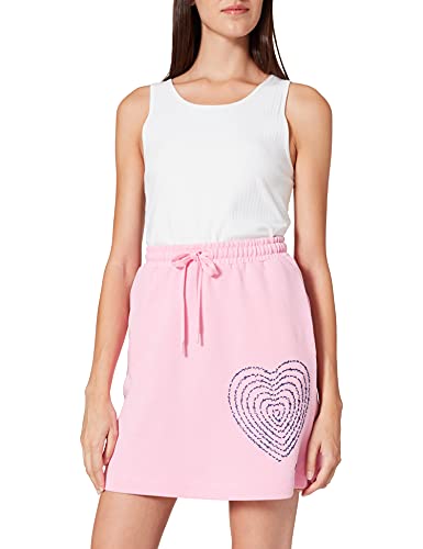 Mini Skirt in 100% Cotton Fleece with Side Pockets and Elasticized Waist. Customized with a 3-D Calligram Heart Print with Logo. von Love Moschino