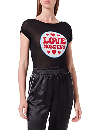 Love Moschino Damen Moschino Sterren en harten Intarsia. Pullover, Schwarz, 44 EU von Love Moschino