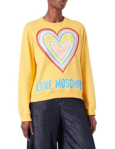 Love Moschino Damen Multicolor Heart Sweatshirt, Gelb, 42 EU von Love Moschino