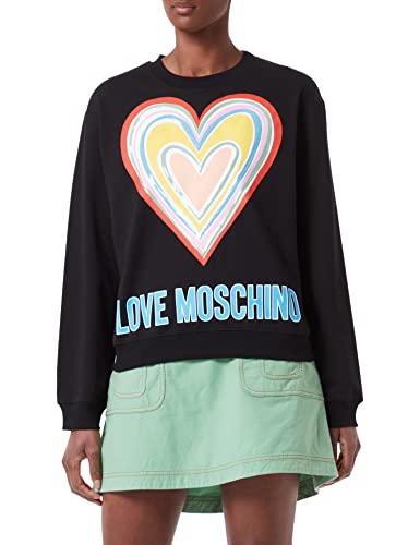 Love Moschino Damen Multicolor Heart Sweatshirt, Schwarz, 44 EU von Love Moschino