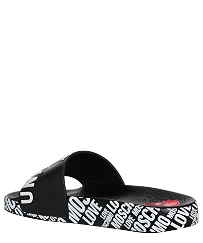 Love Moschino Damen Pantoletten Black - White 37 EU von Love Moschino