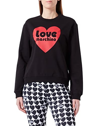 Love Moschino Damen Regular Fit Roundneck Sweatshirt, Schwarz, 32 EU von Love Moschino