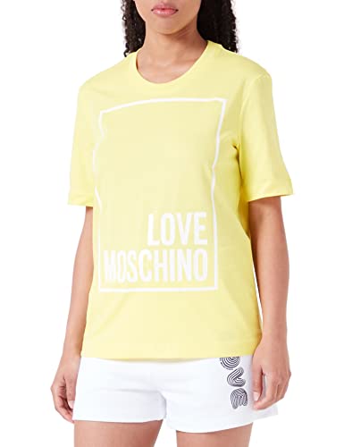 Love Moschino Damen Regular Fit Short-sleeved T-shirt T Shirt, Gelb, 40 EU von Love Moschino