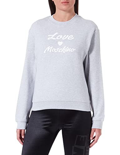 Love Moschino Damen Regular Fit With Cursive Brand Print. Sweatshirt, Melange Light Gray, 38 EU von Love Moschino