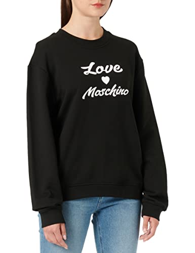 Love Moschino Regular fit Round Neck Sweatshirt in 100% Cotton Fleece with Cursive Print. von Love Moschino