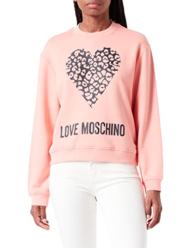 Love Moschino Damen Regular Fit With Maxi Animalier Heart And Logo. Sweatshirt, Rosa, 38 EU von Love Moschino