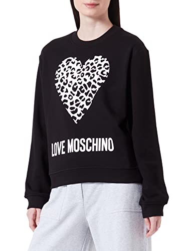 Love Moschino Damen Regular Fit With Maxi Animalier Heart And Logo. Sweatshirt, Schwarz, 48 EU von Love Moschino