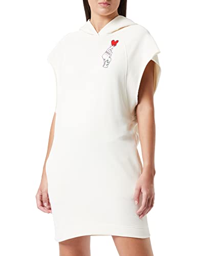 Love Moschino Damen Relaxed Fit Sleeveless in 100% Cotton Fleece With Embroidery Dress, Cream, 40 EU von Love Moschino