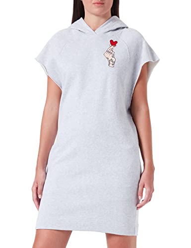 Love Moschino Damen Relaxed Fit Sleeveless in 100% Cotton Fleece With Embroidery Dress, Melange Light Gray, 38 EU von Love Moschino