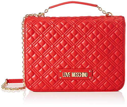 Love Moschino Damen Precollezione Ss21 Schultertasche groß aus PU-Kunststoff New Shiny Quilted, rot, Normal von Love Moschino