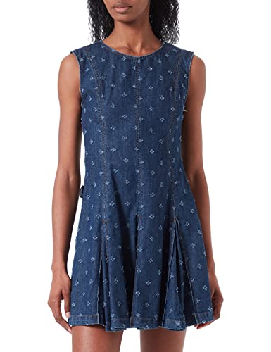 Love Moschino Damen Sleeveless With Shaped Stitching Dress, Blau, 40 EU von Love Moschino