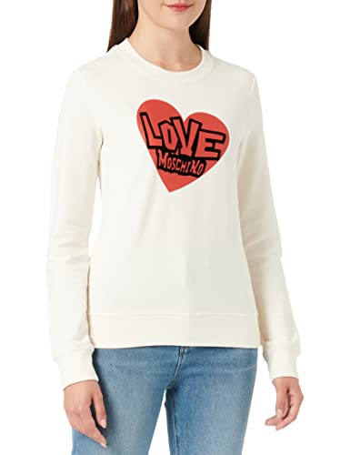 Love Moschino Damen Slim Fit L With Brand Heart Print. Sweatshirt, Cream, 40 EU von Love Moschino