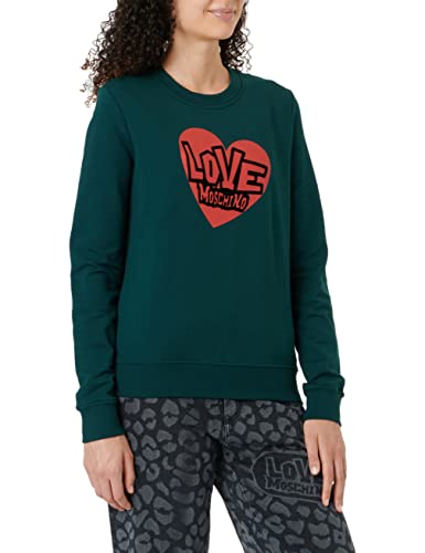 Love Moschino Damen Slim Fit L With Brand Heart Print. Sweatshirt, Grün, 44 EU von Love Moschino